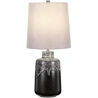 Elstead Lighting LED Tafellamp Woolwich | 1X E27 Max 60W | Textured Graphite, White Glaze and Silver Shade.