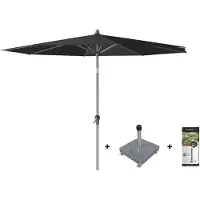 Platinum Riva stokparasol 3 m. rond - black met voet en hoes