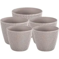 Prosperplast Plantenpotten/bloempot set 5x mix formaten kunststof taupe 19/16/13 cm - Plantenpotten
