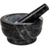 Coninx Vijzel - Mortier met stamper - Kruidenstamper - Ø15 X H8CM - Zwart Marmer Gepolijst