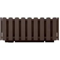 Prosperplast Plantenbak/bloembak Fence look - kunststof - houtbruin - 38 x 18 x 16 cm - Plantenpotten