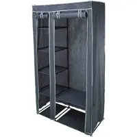 Bathroom Solutions Mobiele kledingkast/garderobekast met legplanken - opvouwbaar - grijs - 174 cm - Campingkledingkasten