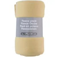 Excellent houseware Polyester fleece deken/dekentje/plaid 170 x 130 cm licht geel - Plaids