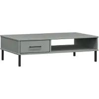 vidaXL Salontafel met metalen poten OSLO massief grenenhout grijs