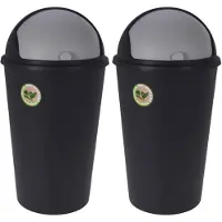 Bathroom Solutions 2x Stuks Prullenbakken/afvalemmers - 25L - gerecycled kunststof - zwart - Prullenbakken