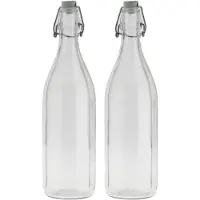 Bormioli Rocco set van 2x stuks weckflessen transparant beugeldop glas van 1 liter - Weckpotten