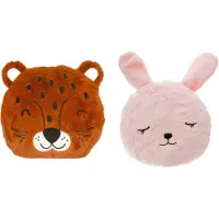 Atmosphera Dieren sierkussens - set 2x - kinderkamer - panter/konijn - 30 cm - polyester - Sierkussens