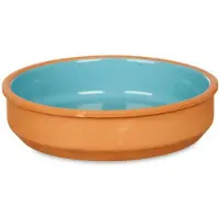 Merkloos Set 4x tapas/creme brulee serveer schaaltjes terracotta/blauw 16x4 cm - Snack en tapasschalen