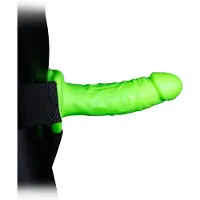 Ouch! by Shots Realistische Strap-On Harnas - Glow in the Dark - 7 / 18 cm - Groen