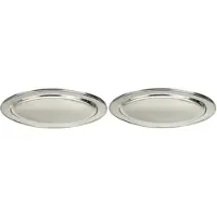 Merkloos 2x RVS serveer/barbecueschaal 35 cm - Serveerschalen