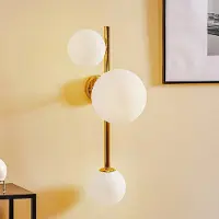 Aldex Wandlamp Dione, dimbaar, messing / goud, Woon-/ Eetkamer, Glas, Modern, wandlamp