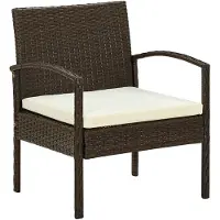 vidaXL Tuinstoel met kussen poly rattan bruin