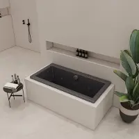 Xenz Society inbouw bubbelbad 170x75cm zwart mat elektronisch 6+4+2 hydrojets RVS