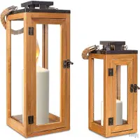 GADGY Lantaarn Set - Lantaarn Windlicht - 2 st - Kaarsenhouder Glas - Lantaarn Binnen - 42 en 29 cm