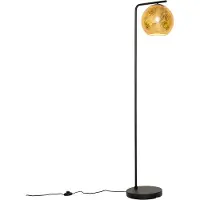 QAZQA Design vloerlamp zwart met goud glas - Bert