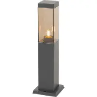 QAZQA Smart buitenlamp paal donkergrijs met smoke 45 cm incl. Wifi P45 - Malios