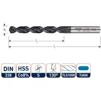 Rotec HSS-E spiraalboor, DIN338, type TLS1000, TiAlN, ø15,5 - 112.1550C