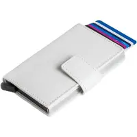 Figuretta Leren Cardprotector RFID Compact Creditcardhouder - Dames en Heren - Metallic Zilver