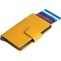 Figuretta Leren Cardprotector RFID Compact Creditcardhouder - Dames en Heren - Geel