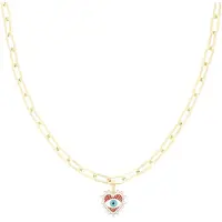 Oozoo Jewellery - goudkleurige ketting met boze oog bedeltje - SN-2019