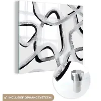 MuchoWow Glasschilderij 50x50 cm - Schilderij acrylglas - Lijn - Minimalisme - Design - Foto op glas - Schilderijen