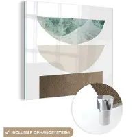 MuchoWow Glasschilderij 50x50 cm - Schilderij acrylglas - Geometrische vormen - Minimalisme - Pastel - Foto op glas - Schilderijen