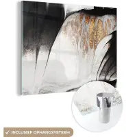 MuchoWow Glasschilderij 120x90 cm - Schilderij acrylglas - Goud - Abstract - Design - Foto op glas - Schilderijen