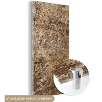 MuchoWow Glasschilderij 20x40 cm - Schilderij acrylglas - Graniet - Design - Structuur - Steen - Bruin - Foto op glas - Schilderijen