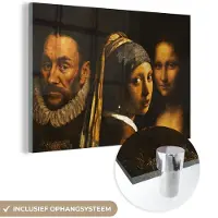 MuchoWow Glasschilderij 30x20 cm - Schilderij acrylglas - Meisje met de parel - Willem van Oranje - Mona Lisa - Foto op glas - Schilderijen