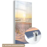 MuchoWow Glasschilderij - Acrylplaat - Zee - Duinen - Landschap - Schilderij glas - Foto op glas - Acrylglas - Kamer decoratie - Wanddecoratie - 60x120 cm - Schilderijen woonkamer