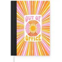 MuchoWow Notitieboek - Schrijfboek - Quotes - Out of office - Roze - Oranje - Geel - Notitieboekje klein - A5 formaat - Schrijfblok