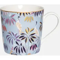 Sara Miller London - India Mug Sky Blue - Mok - Blauw - Vogels - Ø 9,8 cm, H 10,6 cm, 0,34 l