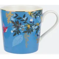 Sara Miller London - Chelsea Mug Light Blue - Mok - Navy blauw - Vogels - Ø 9,8 cm, H 10,6 cm, 0,34l