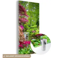 MuchoWow - Glasschilderij - Bomen - Bloemen - Japans - Natuur - Water - Foto op glas - Acrylglas - 60x120 cm - Glasschilderij natuur - Schilderij glas - Kamer decoratie