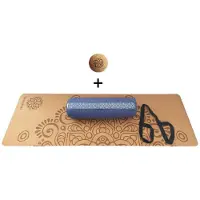Samarali Denim Blauwe Yin Yoga Set Moon - Kurk Mat, Bolster & Massagebal - Eco-vriendelijk en Comfortabel