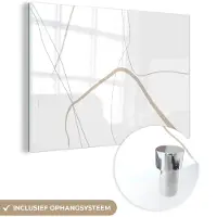 MuchoWow Glasschilderij 180x120 cm - Schilderij acrylglas - Abstract - Minimalisme - Line art - Foto op glas - Schilderijen