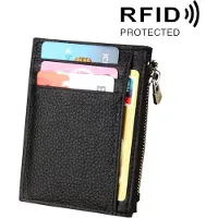 Telestore kaarthouder pasjes met rits - PU leer - portemonnee met rits- dames - heren - RFID beveiliging - bankpas beschermhoesje - zwart - Pasjeshouder - 8 pasjes