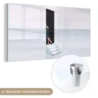 MuchoWow Glasschilderij 120x60 cm - Schilderij acrylglas - Vintage - Deur - Abstract - Foto op glas - Schilderijen