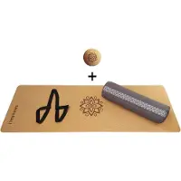 Samarali Grijs Yin Yoga Classic Set - Kurk Mat, Bolster & Massagebal - Eco-vriendelijk en Duurzaam