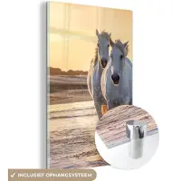 MuchoWow Glasschilderij 40x60 cm - Schilderij acrylglas - Paarden - Water - Strand - Dieren - Foto op glas - Schilderijen
