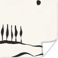 PosterMonkey Poster Landschap - Abstract - Zwart - Wit - 75x75 cm