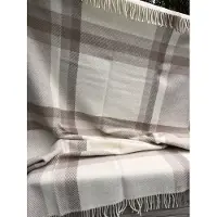 R&D Leder Wollen deken Tartan 'Sandy" - geruit - Plaid - 100% nieuwe wol - extra zacht - dik - warm - licht - kwaliteit - cadeau tip- 130x210cm