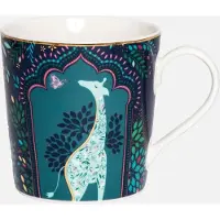 Sara Miller London - India Mug Midnight - Mok - Giraffe - Ø 9,8 cm, H 10,6 cm, 0,34 l