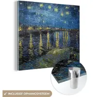 MuchoWow Glasschilderij 20x20 cm - Schilderij acrylglas - Van Gogh - Brug - Oude meesters - Foto op glas - Schilderijen