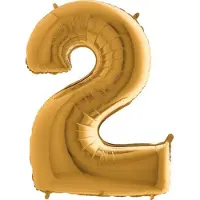 Grabo Balloons Folieballon - cijfer 2 - goud - - 66cm