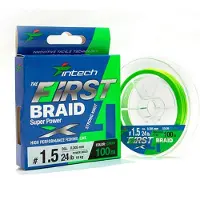 Intech FIRST Braid PE X4 #1.5 - Green - 0.205mm - 100m - 24lb/10kg - Gevlochten Lijn - Roofvis Vislijn