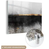 MuchoWow Glasschilderij 40x30 cm - Schilderij acrylglas - Goud - Abstract - Luxe - Foto op glas - Schilderijen