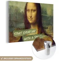 MuchoWow Glasschilderij 150x100 cm - Schilderij acrylglas - Mona Lisa - Quote - Da Vinci - Foto op glas - Schilderijen