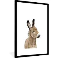 PosterMonkey Fotolijst incl. Poster - Ezel - Bruin - Dieren - Natuur - 60x90 cm - Posterlijst