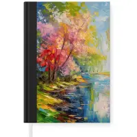 MuchoWow Notitieboek - Schrijfboek - Olieverf - Landschap - Natuur - Kleurrijk - Notitieboekje klein - A5 formaat - Schrijfblok